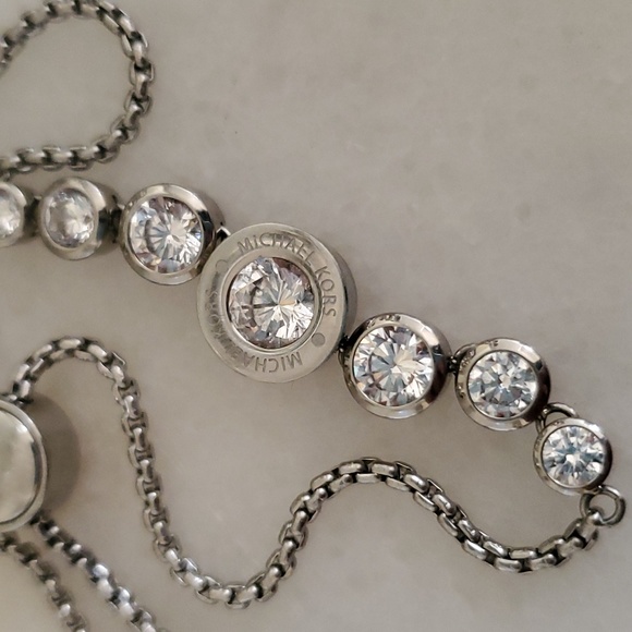 Michael Kors adjustable bangle straps bracelet silver tones authentic - Picture 6 of 6